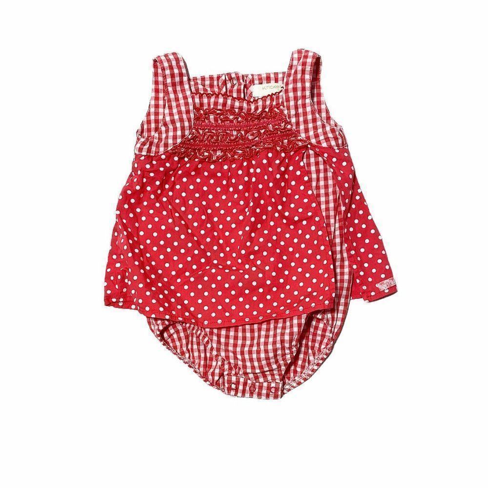 Vintage Krickets Red Picnic Plaid Pinafore Romper